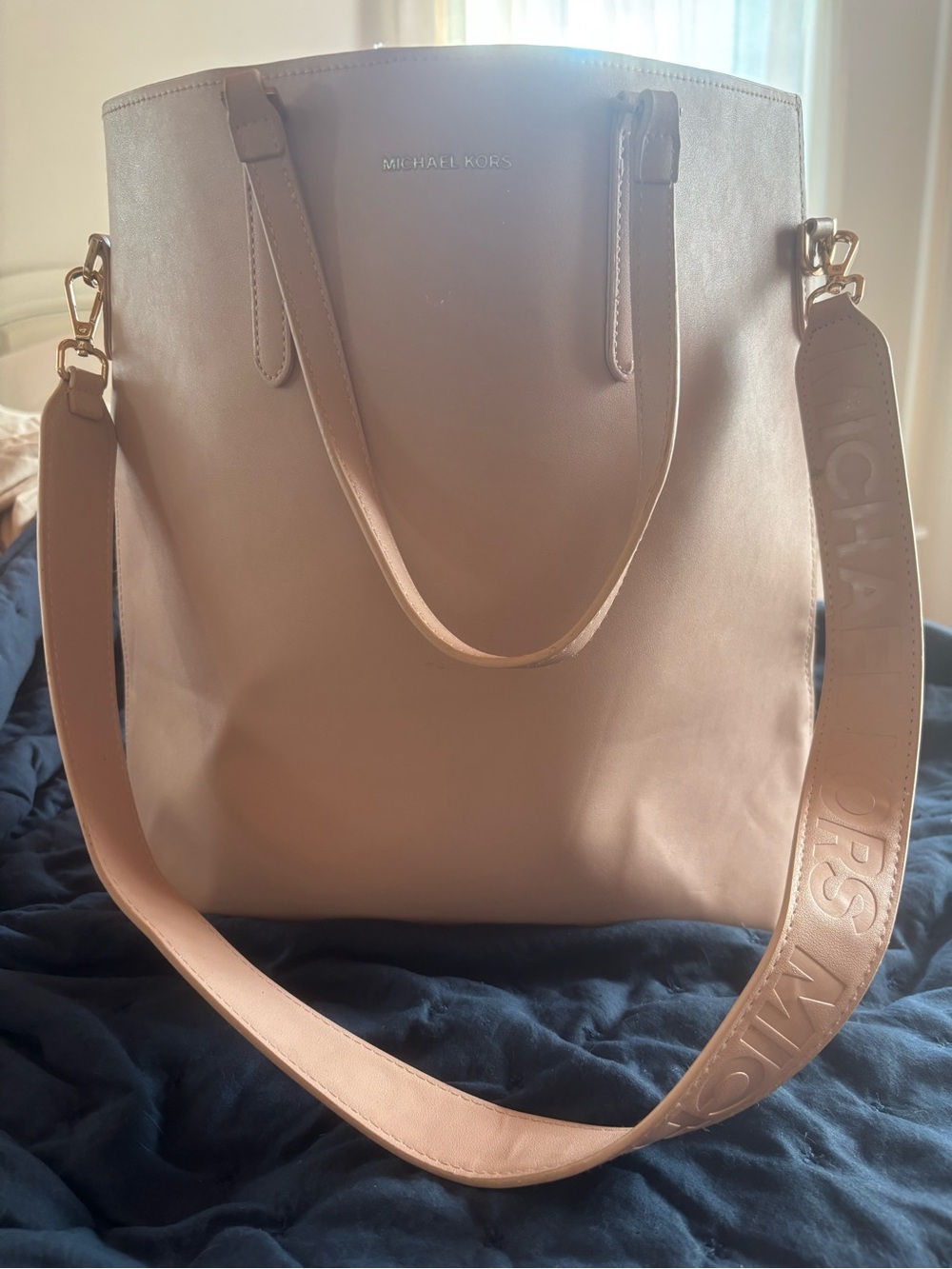 Michael Kors Pink Leather Tote with Detachable Logo Strap